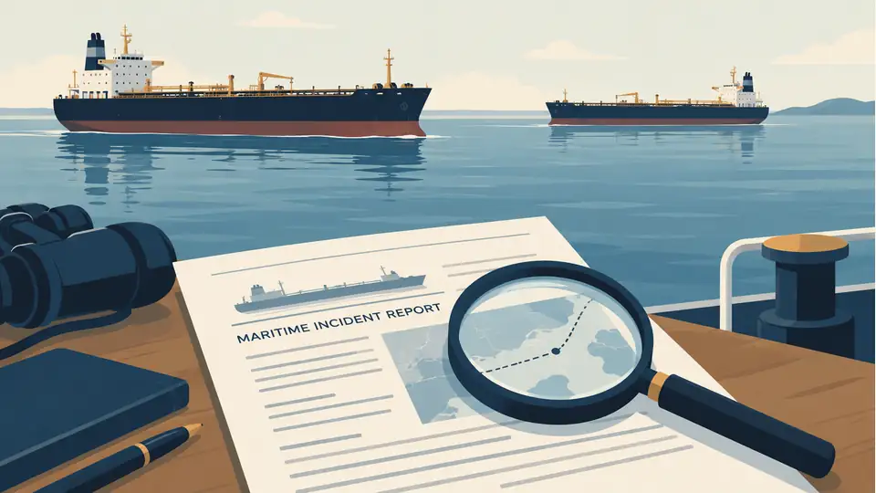 Houthis claim attacks on two Saudi tankers in the Red Sea Illustration of two tankers with a maritime report and magnifying glass.