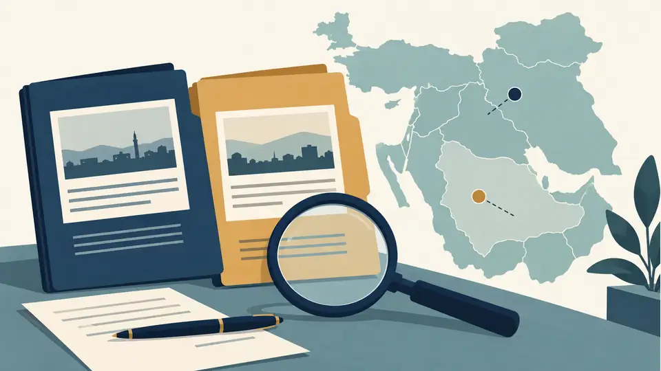June 11 U.S.–Iran exchanges: separate attack announcements from verified damage Illustration of incident reports, a magnifying glass and an outline map.